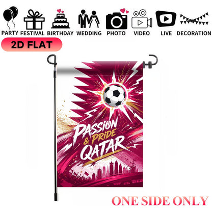 Football Fever Qatar 2D Flat Garden Flag, Polyester, Outdoor Decor