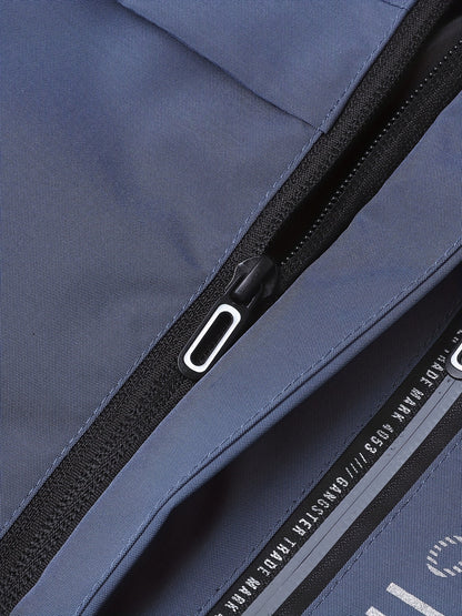 Men'S Stylish Black Hooded Windbreaker Jacket with Zipper Pockets - Casual, Loose Fit, Long Sleeve, Polyester Lining, Perfect for Spring and Fall, Casual Wear Jacket|Hooded Jacket|Zippered Jacke