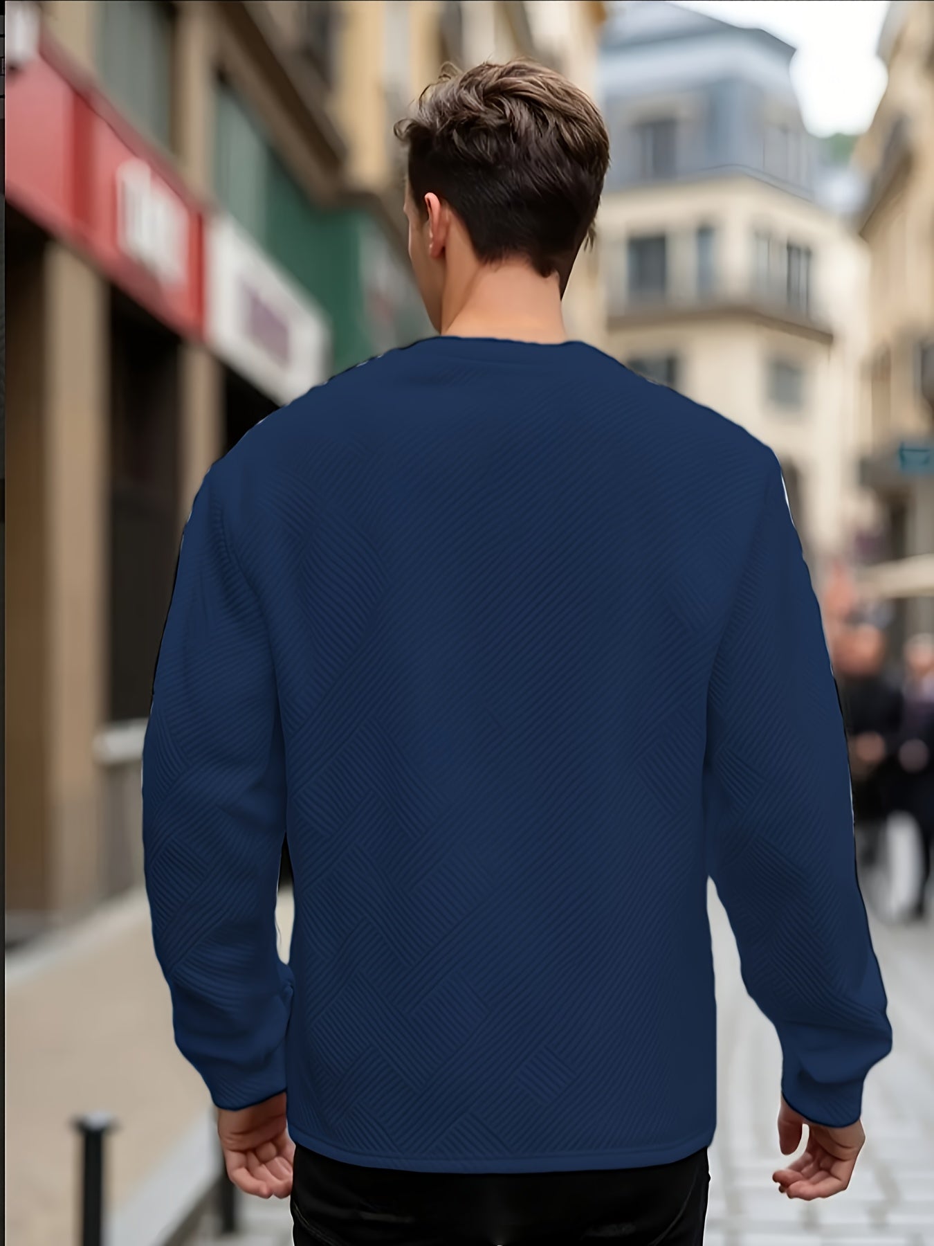 Men'S Casual Long Sleeve Crew Neck Sweatshirt | Heavyweight Geometric-patterned, Regular Fit, Ideal for Spring/Fall