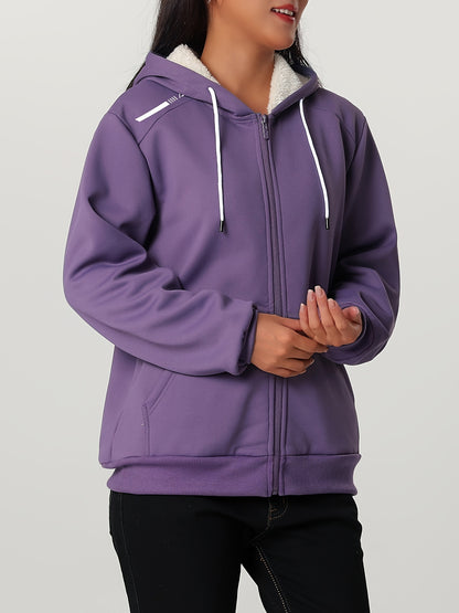 Women'S Heavyweight Winter Jacket - Thermal Insulated Cold Weather Coat with Full-Zip Closure, Large Front Pockets - Purple Outerwear for Everyday & Formal Events - Non-Stretchy Polyester Fabric - Easy-Care Ladies Outerwear,