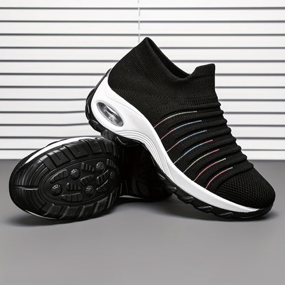 Women's Slip- Shoes - Lightweight Breathable Fabric Upper, Soft Cushioned PU Sole, Low-Top Casual Sneakers for Walking, Jogging  Casual Attire - All-Season Comfort (Black), Ladies Sneakers, Allseason Footwear, Stylish Slipon
