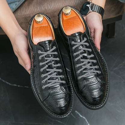 Men's Glossy Embossed PU Sneakers for Casual & Work