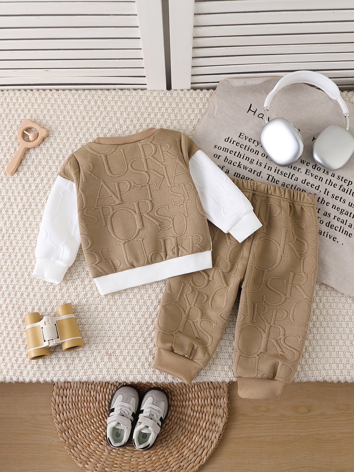 Baby Boys' Fall Winter Jacquard Sweatshirt & Pants Set - ayq