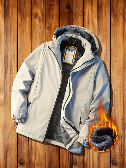 Men'S Fleece Jacket - Full-Zip Hooded Coat with Zippered Pockets, All-Season Lightweight Outerwear for Gym, Hiking, Everyday - - Easy-Care Polyester Jacket for Teens & Adults, Gym Apparel, Sporty Design, Durable Fabric, Activ