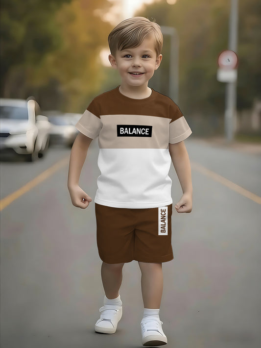 Boys' Casual Short Sleeve T-Shirt & Shorts Set for Summer - ayq