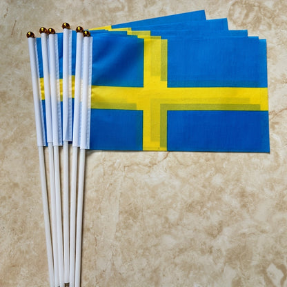 Swedish Polyester Hand Flags 14x21cm for Events & Parties