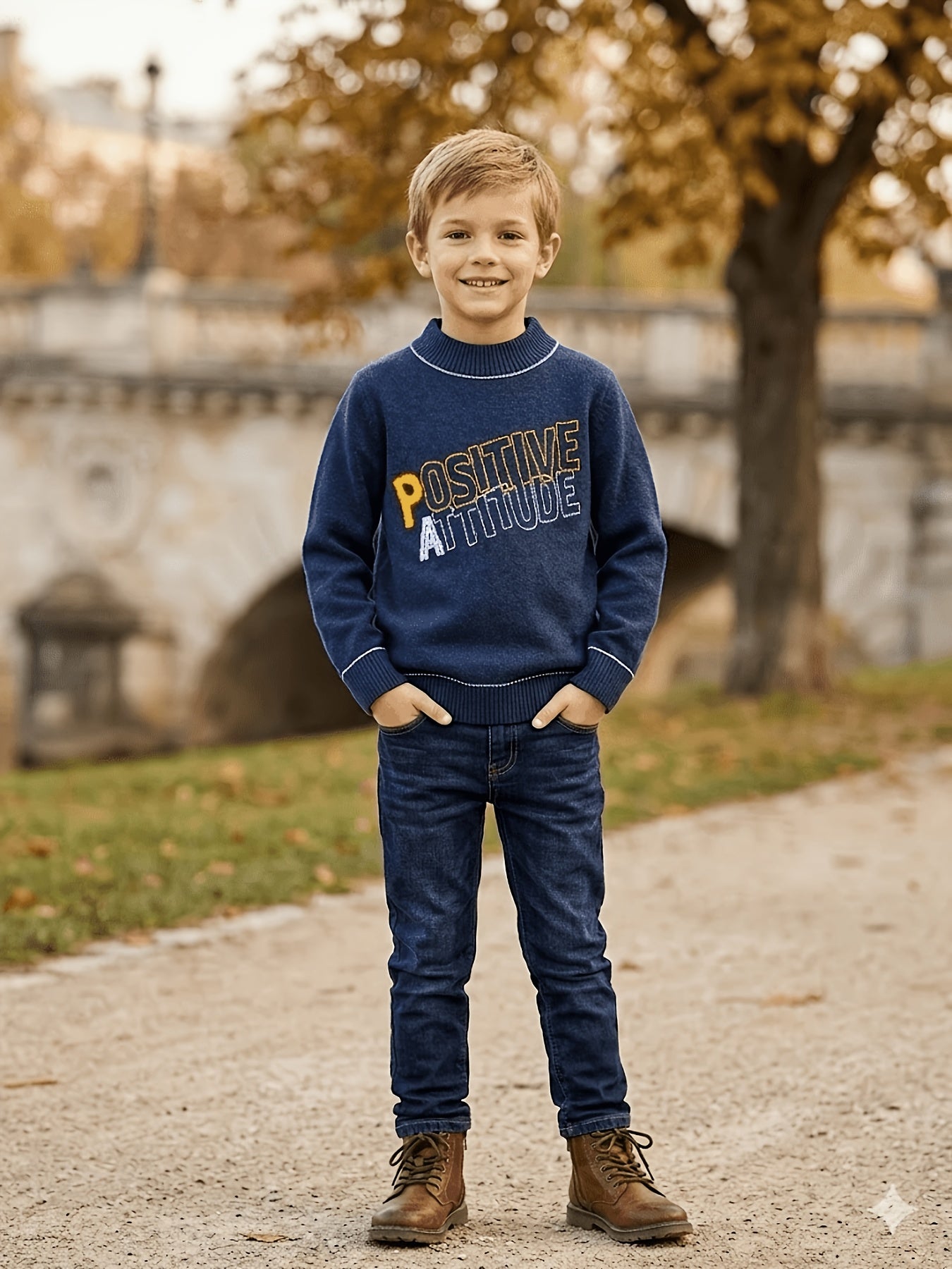 Boys' Thermal Cotton Base Layer with Letter Jacquard - Fall/Winter