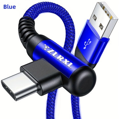 Fast Charging with C-Type Charging Cable, Right-Angle USB-C to USB-C Cable Braided USB-C Charger, Suitable for Huawei, Xiaomi, Redmi, Oppo Oneplus And More Smartphones - ayq