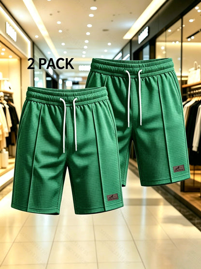 Men's Casual Summer Sports Shorts 2-Pack in Solid Colors