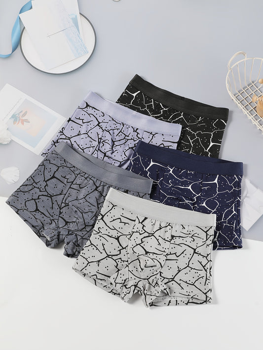 Boys' Cotton Blend Boxer Briefs 5-Pack, Geometric Pattern