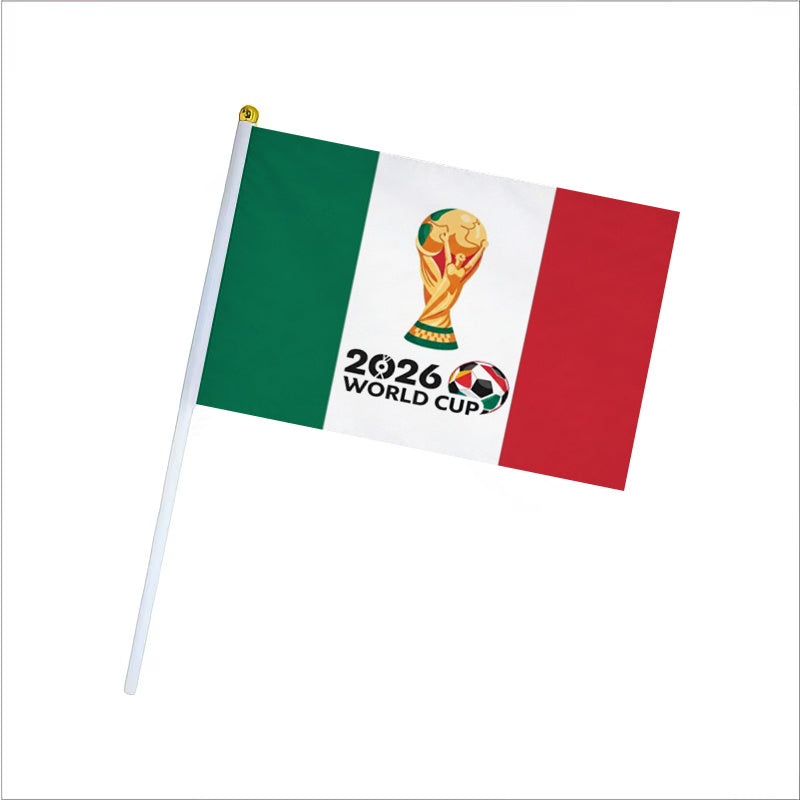 World Cup Fan Handheld Banner with Mexican Flag and Trophy