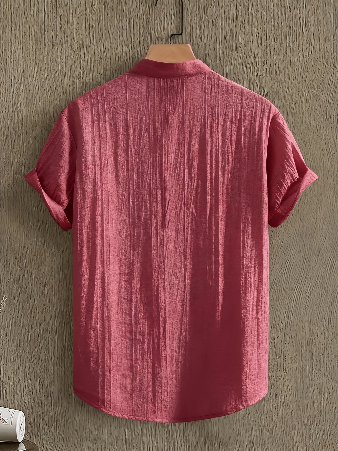 Men's Breathable Solid Color Stand Collar Short-Sleeve Shirt
