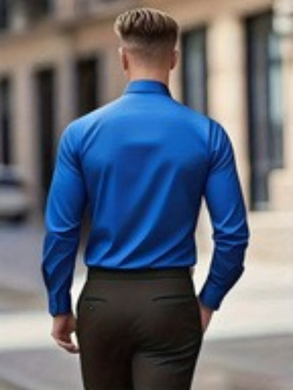 Men's Casual Minimalist Logo Print Shirt for Spring and Fall