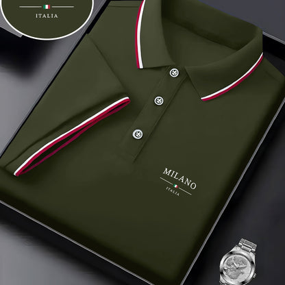 Men'S Stylish Polo Shirt with Milan Print, Perfect for Summer Sports And Casual Outings - ayq
