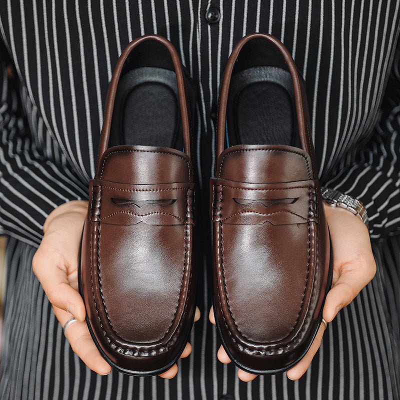 Men's Casual Slip-On Loafers in Synthetic Leather for All Seasons