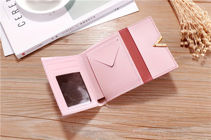 Women's Compact Tri-Fold Wallet - Short Fake Handbag with Snap Closure, Slim Card Holder & Cash Pocket, Casual Everyday Clutch for Smartphones (for women) - Asian Style Purse