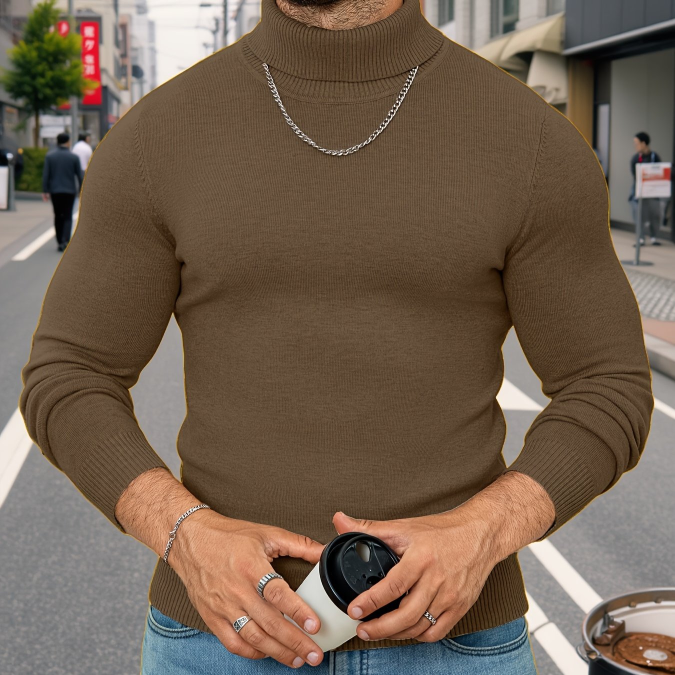Men'S New Style Available in Multiple Colors, Classic Turtleneck Sweater