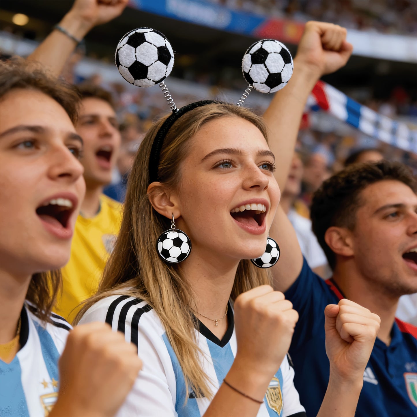 Black & White Soccer Fan Headbands for Kids & Adults