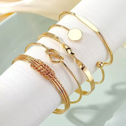 Adjustable Elegant Golden Ladies Bracelet Set of 5