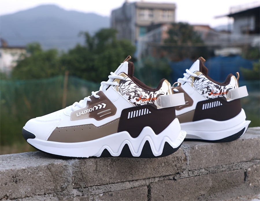 Men'S Stylish High-Top Sneakers with "WOD" Logo - Comfortable, Non-Slip Lace-Up Athletic Shoes for Outdoor Activities, All-Season Wear, Casual Sports Style, Rubber Sole, Fabric Upper, Casual Athletic Shoes   Stylish High Top