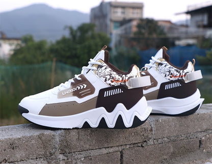 Men'S Stylish High-Top Sneakers with "WOD" Logo - Comfortable, Non-Slip Lace-Up Athletic Shoes for Outdoor Activities, All-Season Wear, Casual Sports Style, Rubber Sole, Fabric Upper, Casual Athletic Shoes   Stylish High Top