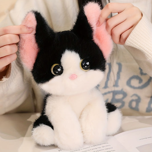1pc Kawaii Cartoon Soft Fluffy Simulation Cat Plush Toys - Adorable Stuffed Animal Plush Toys for Deskmate, Home Decor, Sofa Decor, Room Decor, Holiday and Birthday Gift for Friends and Family