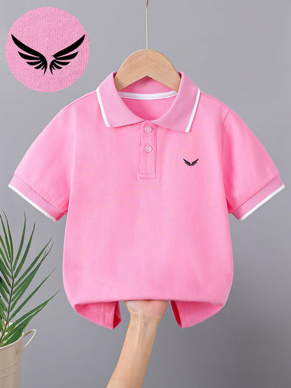 Kids' Summer Polo Shirts with Bird Patterns, Cotton Blend