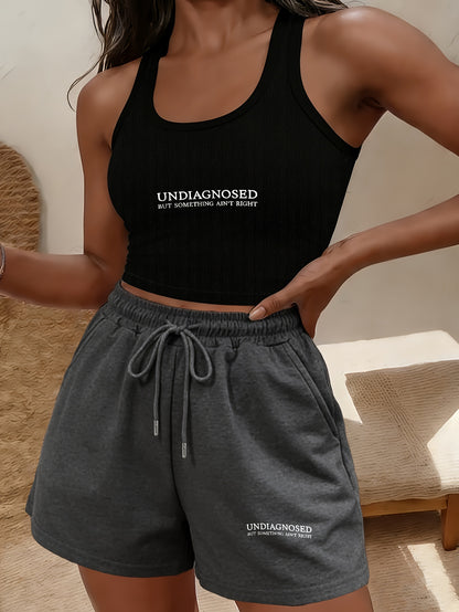 Buttery-Soft Crop Tank & Drawstring Shorts Set for Casual Comfort