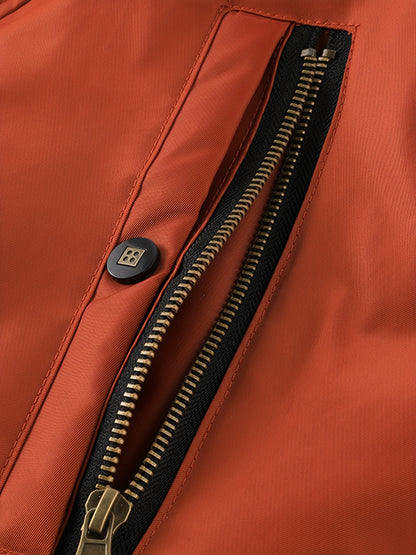 Men'S Winter Jacket with Full-Zip Closure, Hooded Insulated Coat - Bright Orange Cold Weather Outerwear, Zippered Pockets & Hood - Non-Stretch Fabric for Hiking, Commuting, Everyday - Fall/Winter Jacket for Adults, Outdoor Ac