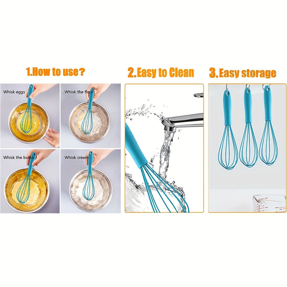 1pc/4pcs Silicone Mini Whisk - Perfect for Adults - Ideal for Blending, Whisking, Beating, And Stirring - Essential Baking Tool And Kitchen Gadget - Back to School Supply - for Baking Enthusiasts & St