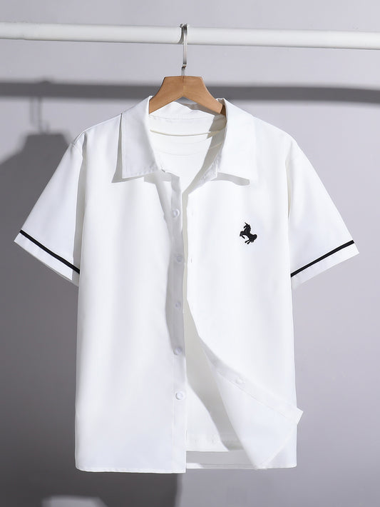 Boys' Casual Polo Shirt with Pony Embroidery for Summer