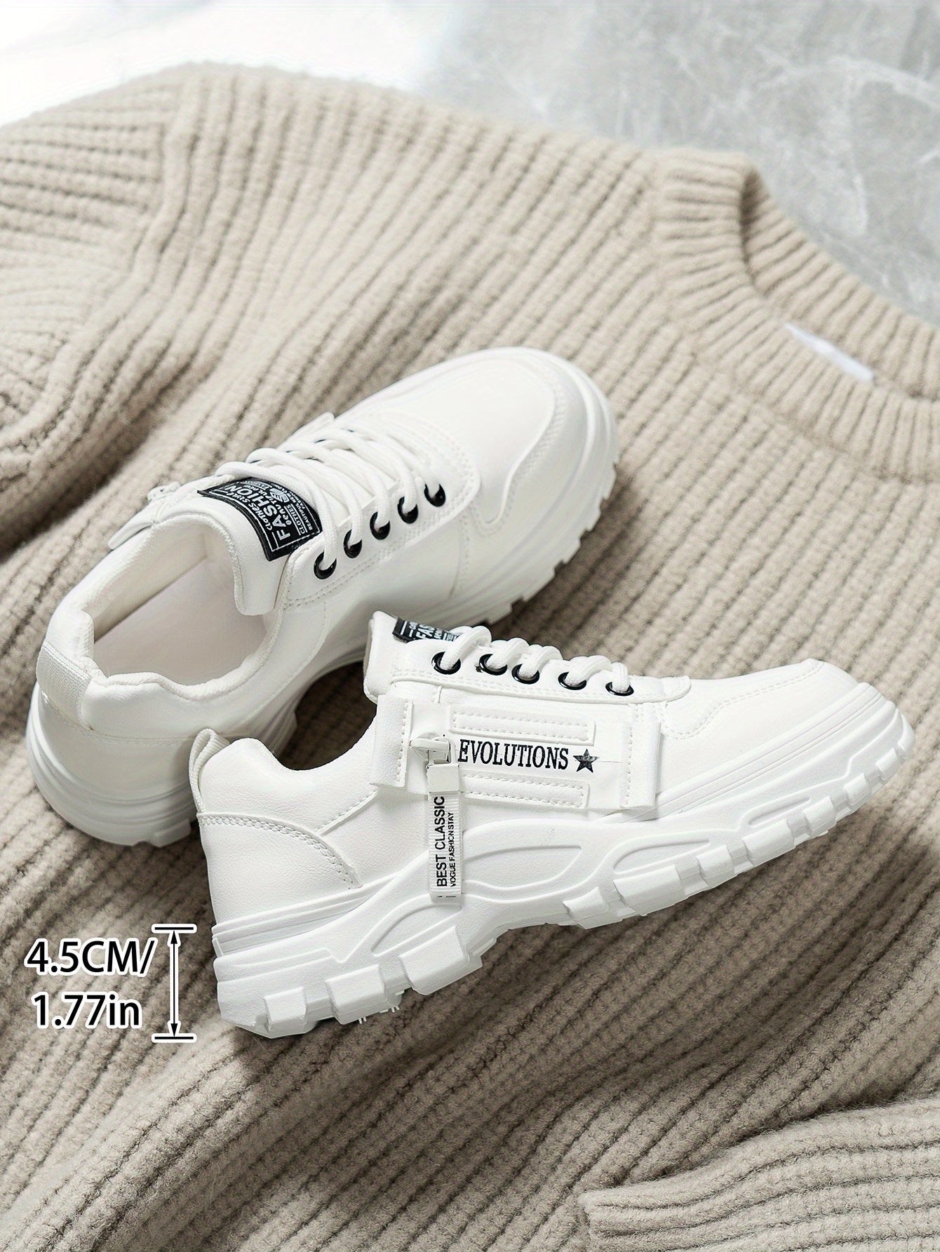 Women'S Breathable Knit Sneakers - Lightweight Thick Sole Casual Walking Shoes in White  Black, Synthetic Cover Upper with Rubber Outsole, Lace-Up Low-Top Design for Indoor/Outdoor, Travel, Beach  Shopping - Cute Gift for M