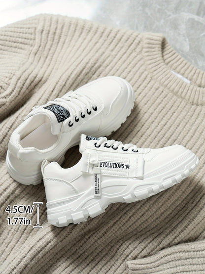 Women'S Breathable Knit Sneakers - Lightweight Thick Sole Casual Walking Shoes in White  Black, Synthetic Cover Upper with Rubber Outsole, Lace-Up Low-Top Design for Indoor/Outdoor, Travel, Beach  Shopping - Cute Gift for M