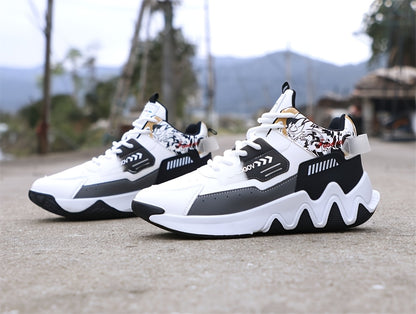 Men's High-Top Basketball Sneakers, Preppy Street Style, Solid Color with Cartoon  Stripes, All-Season Lace-Up Sports Shoes, Faux Upper, Fabric Inner, Rubber Sole, for Running, Hiking  Casual Wear, Outdoor Activities Shoes