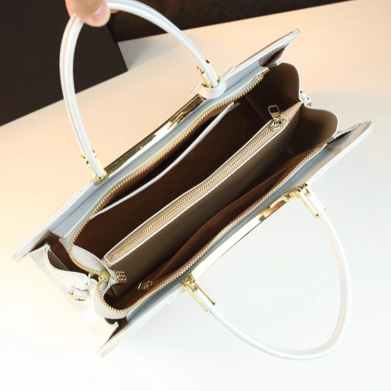 Elegant Split Leather Messenger Bag for Women with Adjustable Strap