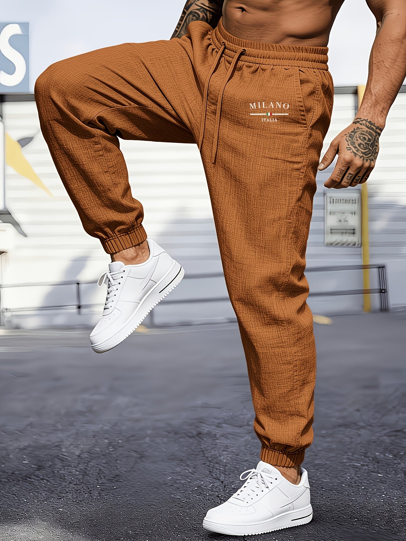 Men's Casual Linen Jogger Pants with Drawstring and Pockets