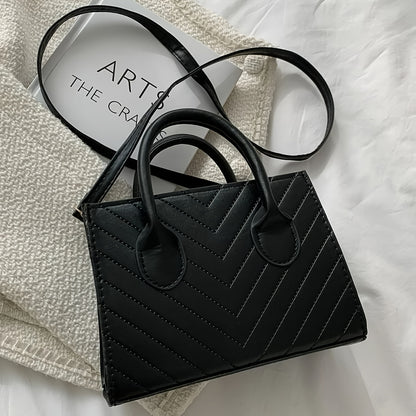 Stylish Blue Square Bag with a Chevron Design And a Bag Charm