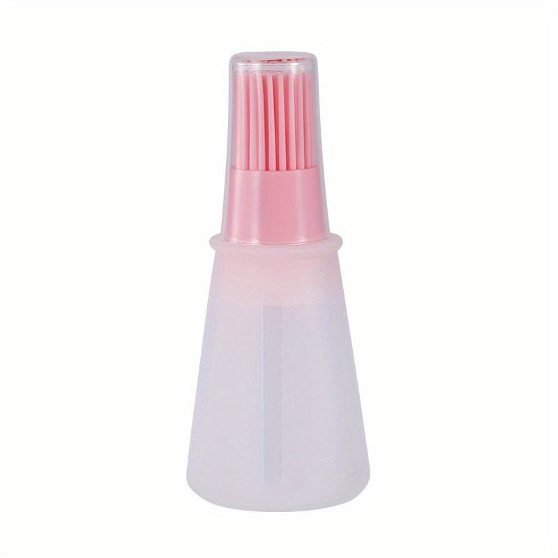 1pc Portable Silicone Oil Bottle With Brush Grill Oil Brushes Pastry Plastic Kitchen Oil Bottle Outdoor Baking BBQ Brush