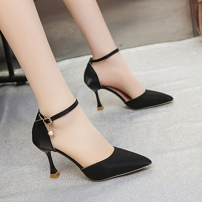 2024 summer new solid color Women's high heels a line button solid color fashion comfortable sexy high heels