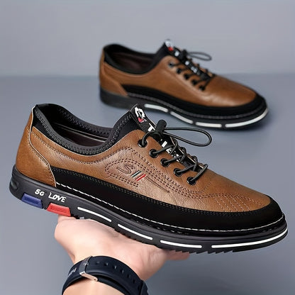 Men'S Stylish Black Loafers - Non-Slip PVC Sole, Lace-Up Casual  Business Shoes with Italian Flag Design, Round Toe, Fabric Lining for All-Season Wear, Versatile Footwear   Stylish Loafers   Durable PVC Sole