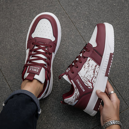 1pair Men'S Fashion Skateboard Sneakers, Casual Street Style Athletic Shoes with Branch Print, Comfortable Lace-Up Low-Top Trainers, Faux Upper, Fabric Lining, EVA Sole, for Running and Daily Wear