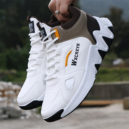 Men'S Stylish High-Top Sneakers with "WOD" Logo - Comfortable, Non-Slip Lace-Up Athletic Shoes for Outdoor Activities, All-Season Wear, Casual Sports Style, Rubber Sole, Fabric Upper, Casual Athletic Shoes   Stylish High Top