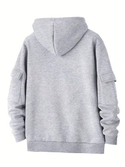 Men's Casual Zip Hoodie and Loose Cargo Pants Set - Breathable Polyest