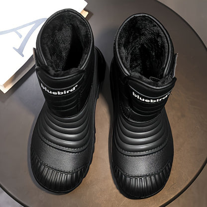 1pr Unisex Winter Warm Snow Boots, Casual Sports Outdoor Style, Short Boot with Magic Tape Closure, EVA Upper, Fabric Lining, Rubber Sole, Comfortable Hiking & Leisure Footwear for Men and Women