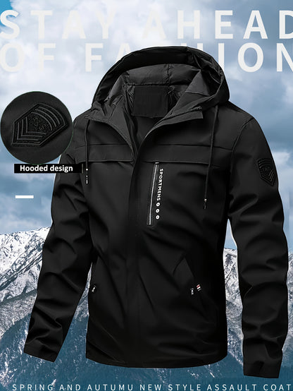 Men's Autumn Outdoor Sports Hooded Windbreaker Jacket