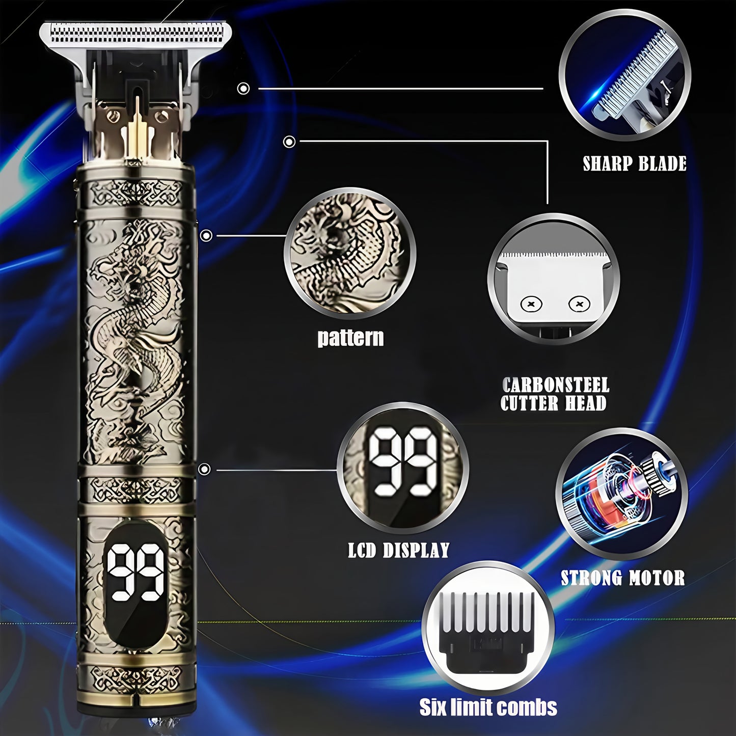 YAIAWISU Men's -Like Electric Hair Clipper & Beard Trimmer - USB- Operation, T-Shaped Blade with 4 Adjustable Speeds (Limited Combs), Self-Cleaning Design, Lithium-Free -Free Technology, All-in-One Hair Cutting