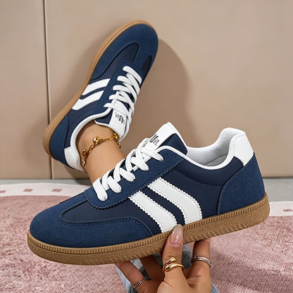 Women's Retro Low-Top Lace-Up Sneakers with TPR Sole