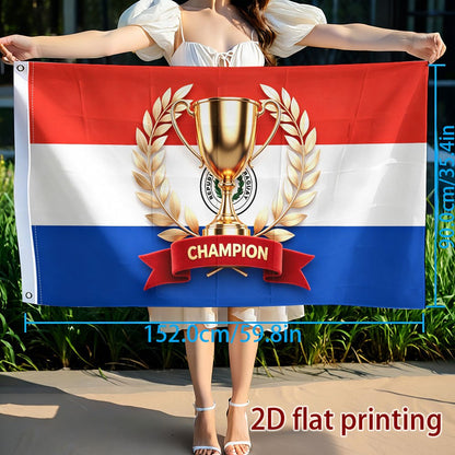 Paraguay Football Style Polyester Fan Banner for Sports & Parties