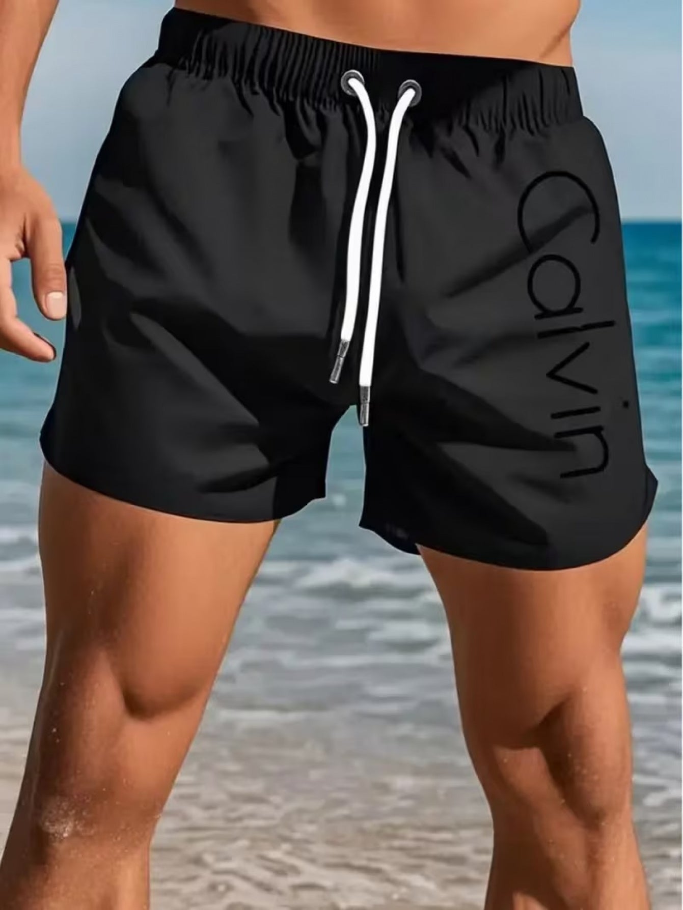Men's Casual Quick-Dry Beach and Surf Shorts with Geometric Pattern