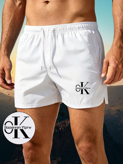 Men's Casual Quick-Dry Beach Shorts with Elastic Waistband